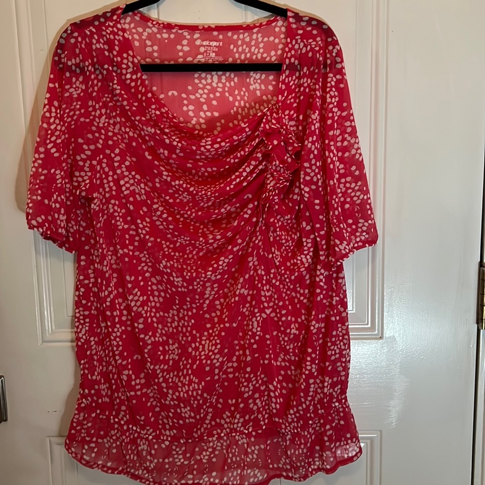 Pink with White Polkadots Lane Bryant Plus Size Top